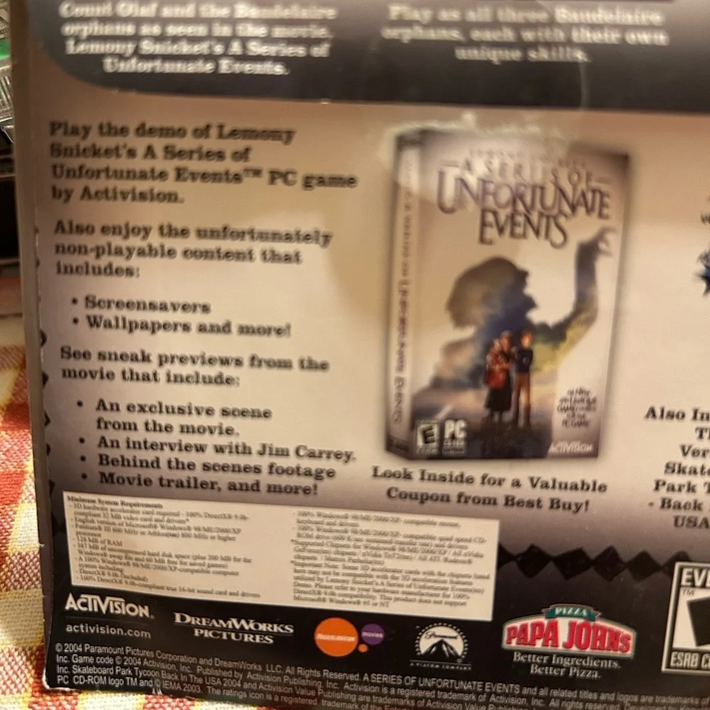 2004 Lemony Snickets Series Of Unfortunate Events LTD ED PREVIEW CD PC CD ROM